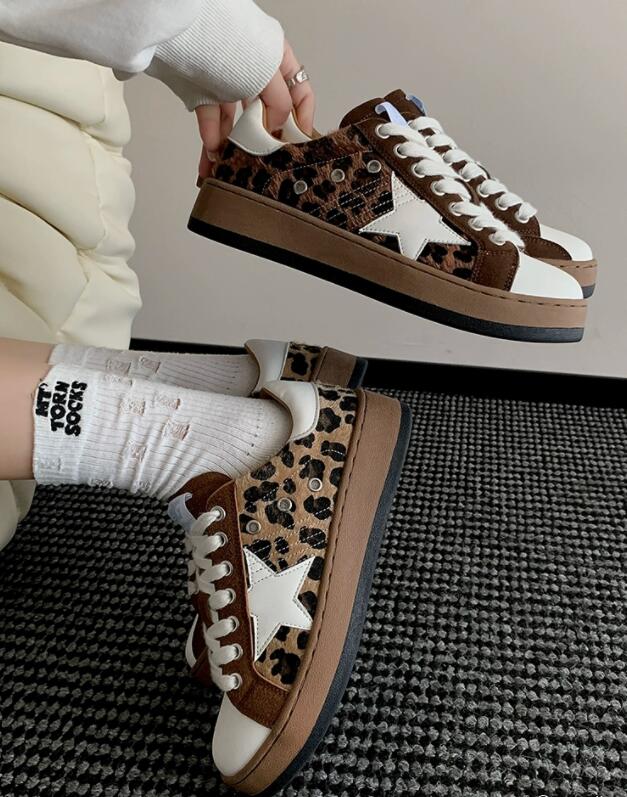 秋冬レオパード柄厚底パンプス履きやすい運動靴