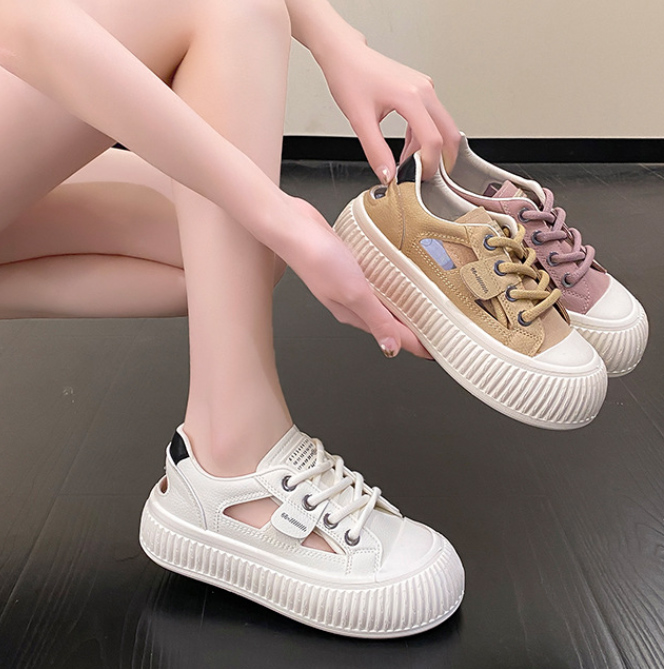 【通気メッシュ×軽量スタイルアップ×韓国系】4.5cm厚底サンダル