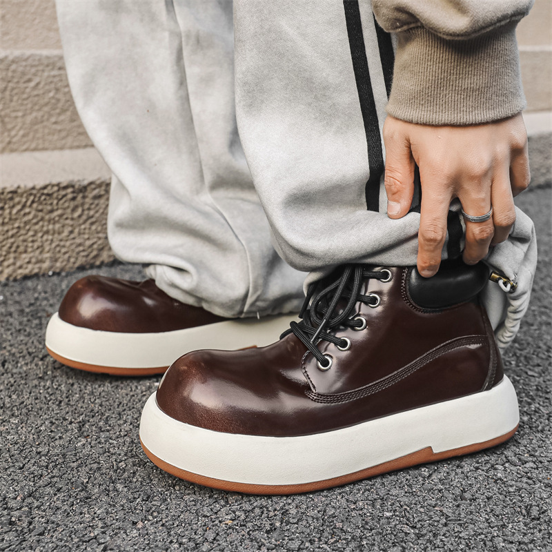 男女兼用ハイカット厚底スニーカー ストリート系ウォーキングシューズ