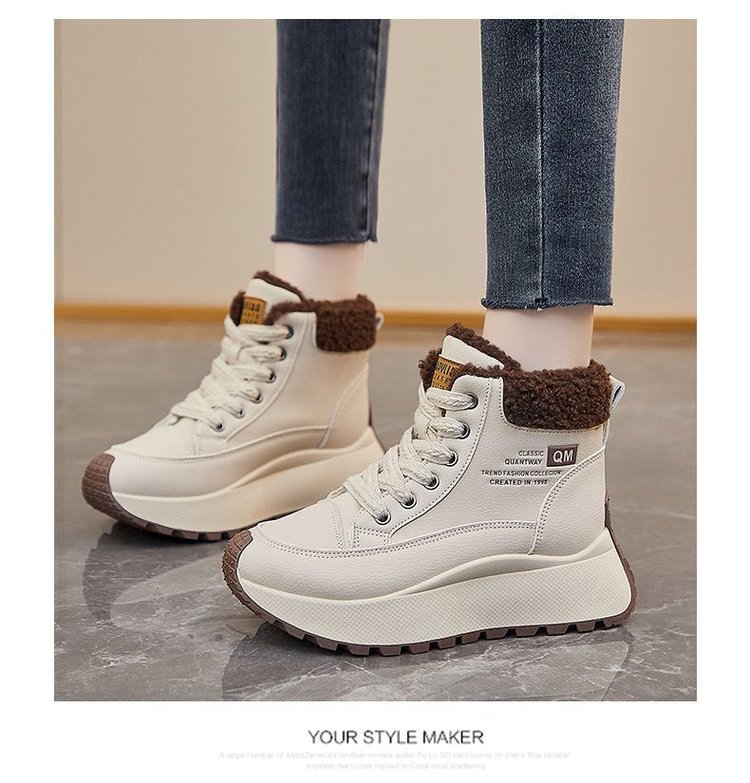 レディース裏起毛ショートブーツ厚底防寒靴