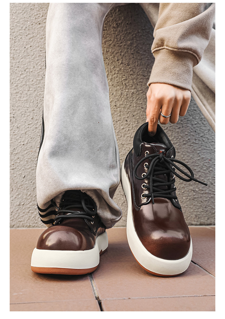 男女兼用ハイカット厚底スニーカー ストリート系ウォーキングシューズ