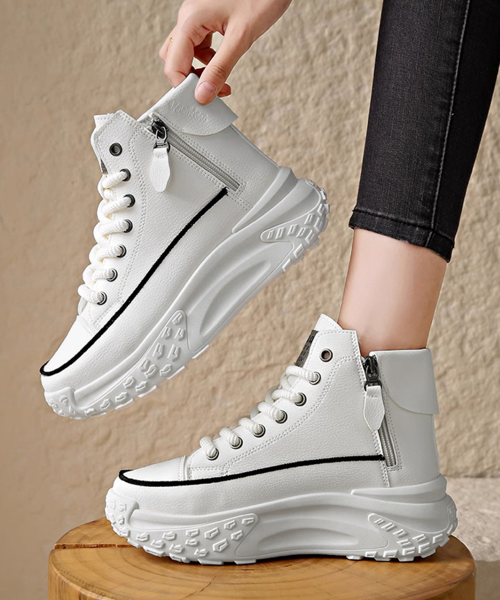 レディース ハイカット 厚底 紐付き スニーカー