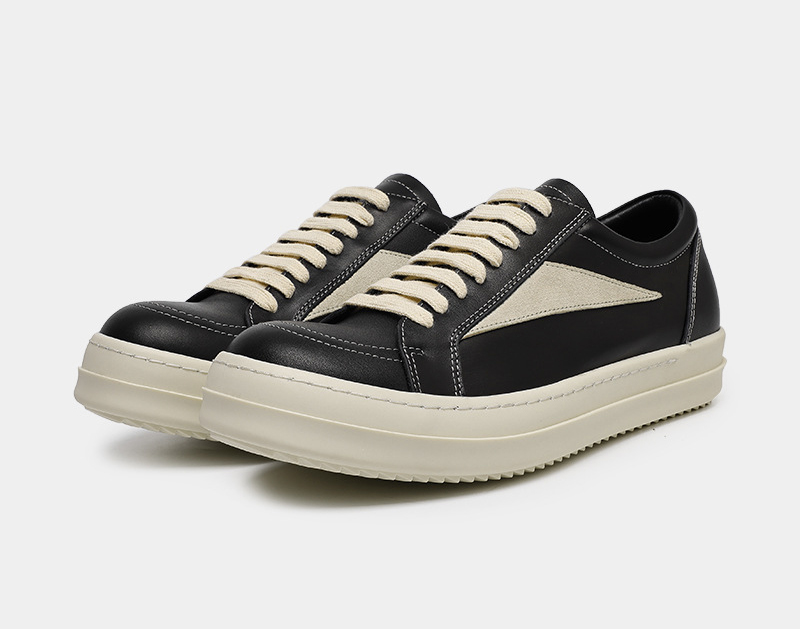 男女兼用厚底スニーカー黒白配色ストリート系ウォーキングシューズ