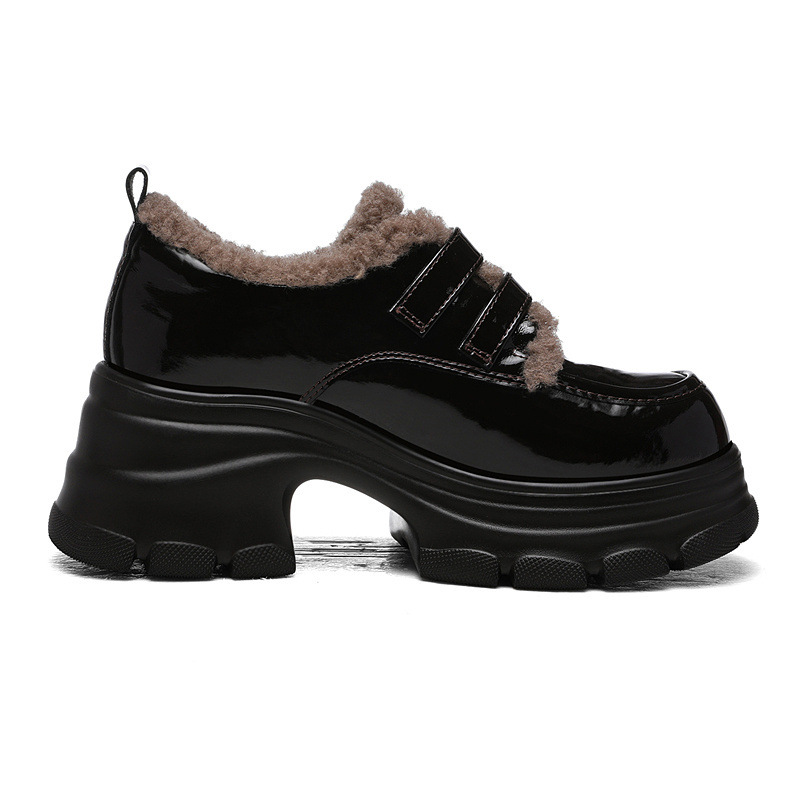 厚底 ボリュームソールもこもこファーショートブーツ