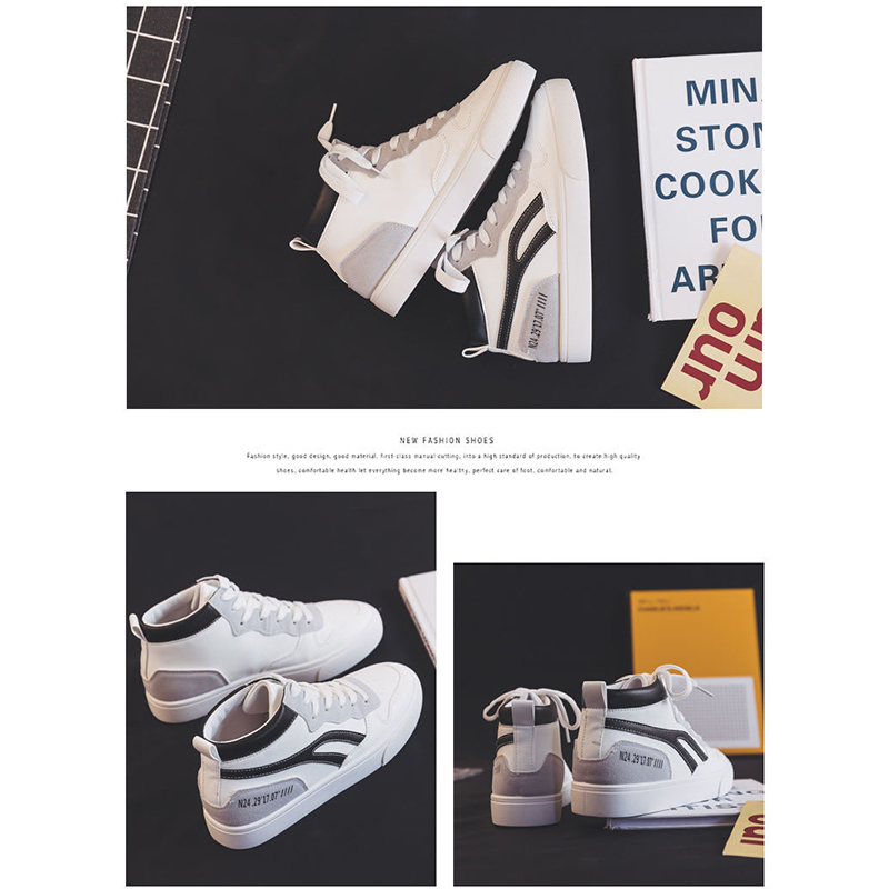 女性用厚底スニーカー白色紐靴滑り止め脚長効果