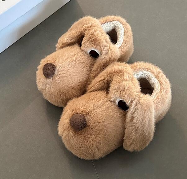 【ほっこり可愛い】犬モチーフ厚底ルームシューズ（3cm・もこもこファー・秋冬）