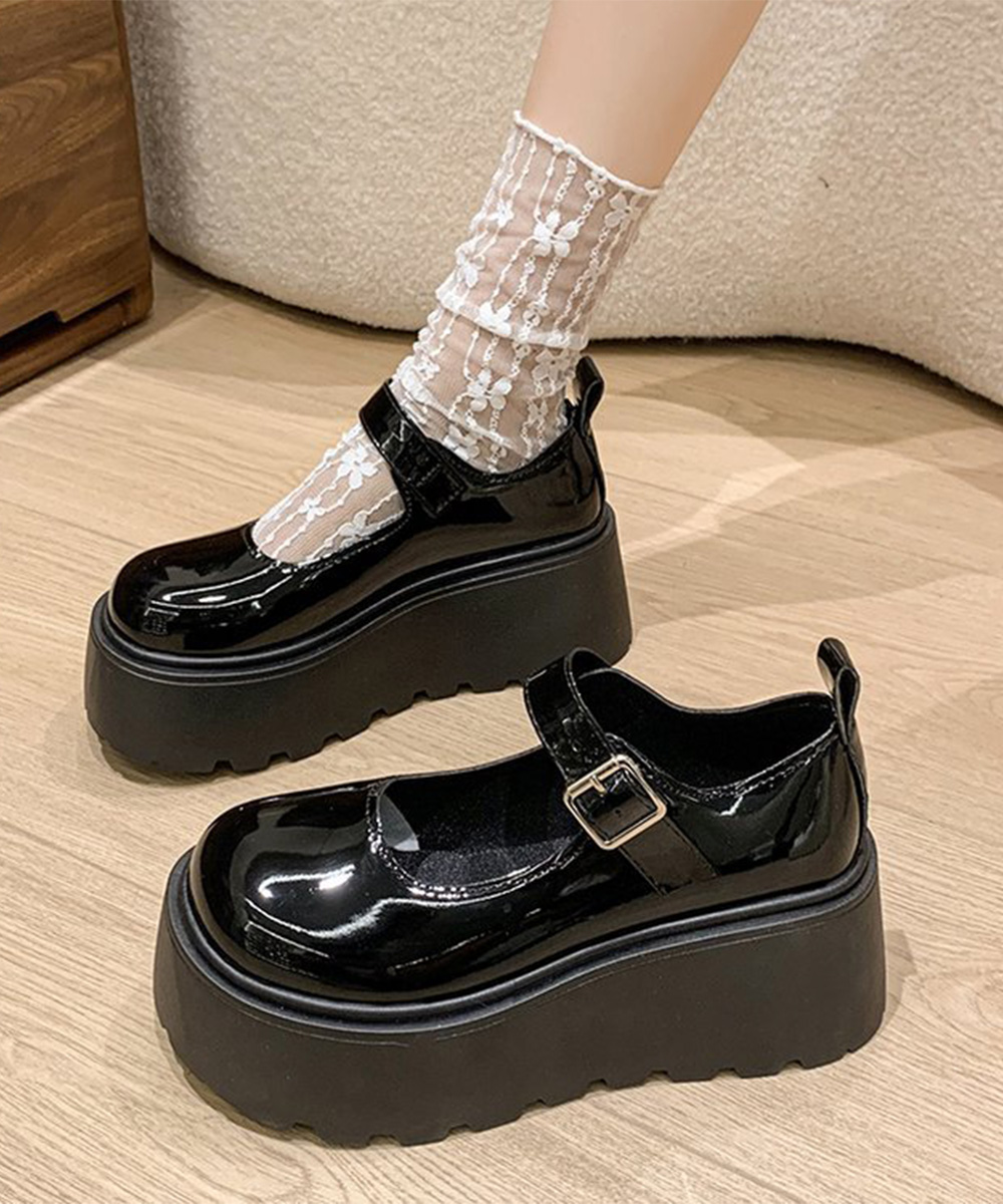 厚底ローファー レディース 韓国風 美脚 丸み靴