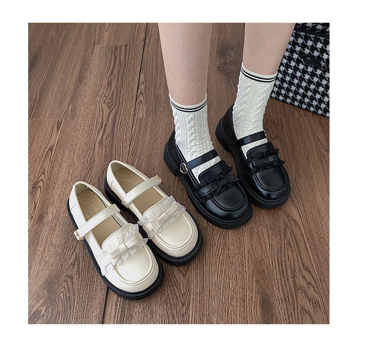 2024新作 厚底ローファー ストラップ付き 美脚効果 黒 ベージュ