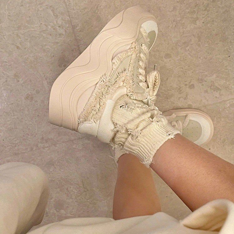 【通気メッシュ×弾力クッション×韓国系】6.0cm厚底スニーカー