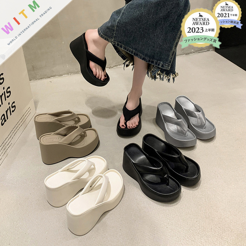 +8.5cm厚底サンダル レディース ビーチサンダル 滑り止め 歩きやすい 美脚