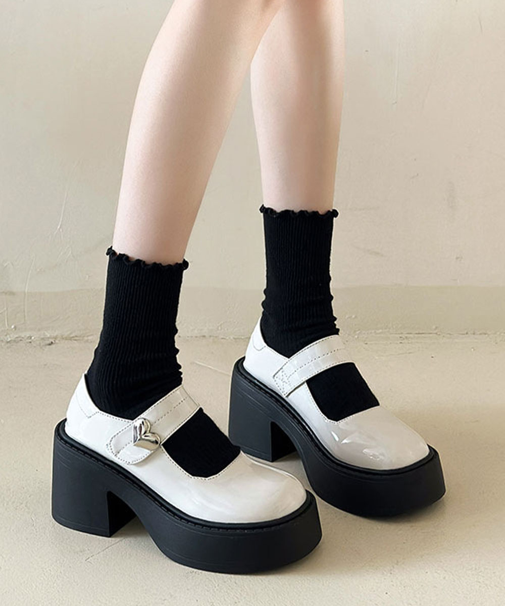 厚底ローファー 学院風 美脚効果 太ヒール レディース靴