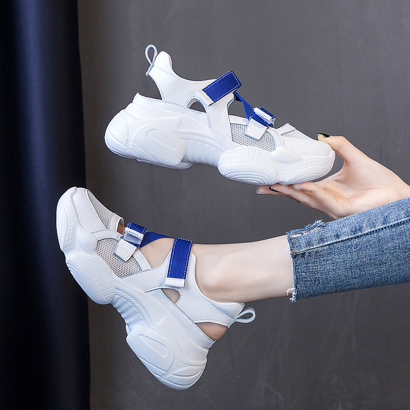 厚底７センチ スポーツサンダル 軽量通気性メッシュ