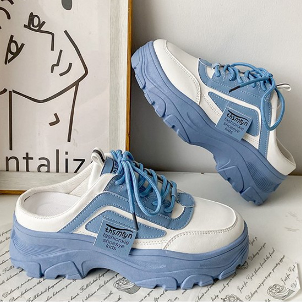 女性用厚底スニーカー紐靴滑り止め付楽ちんローカット