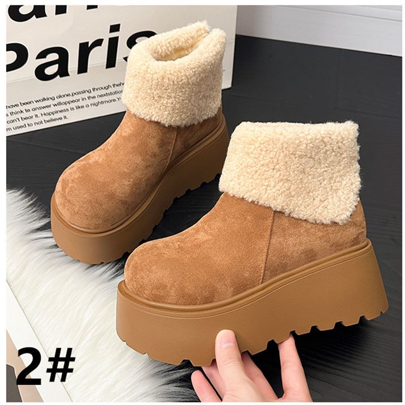 冬新作 もこもこ裏起毛ブーツ 厚底 暖かスノーブーツ