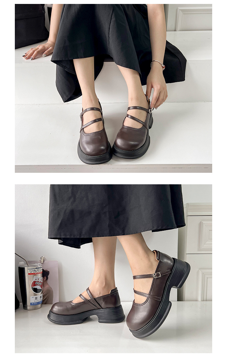 厚底パンプス ダブルストラップ 4.5センチヒール 美脚効果