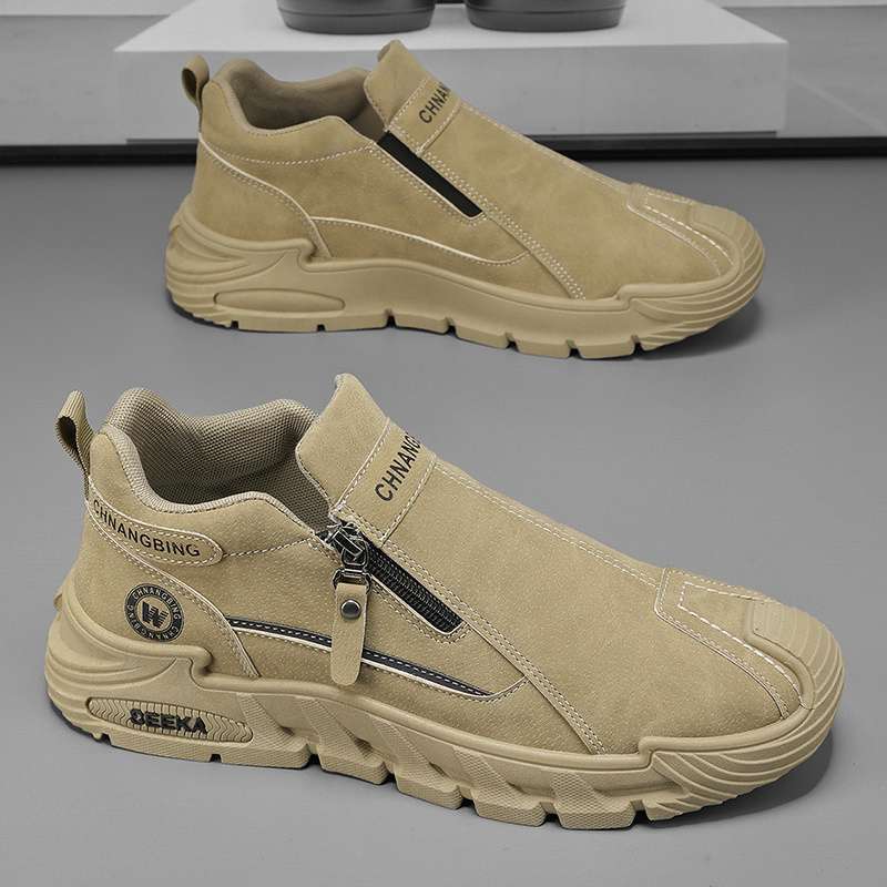 厚底 ジッパー付きスリッポン厚底スポーツシューズ