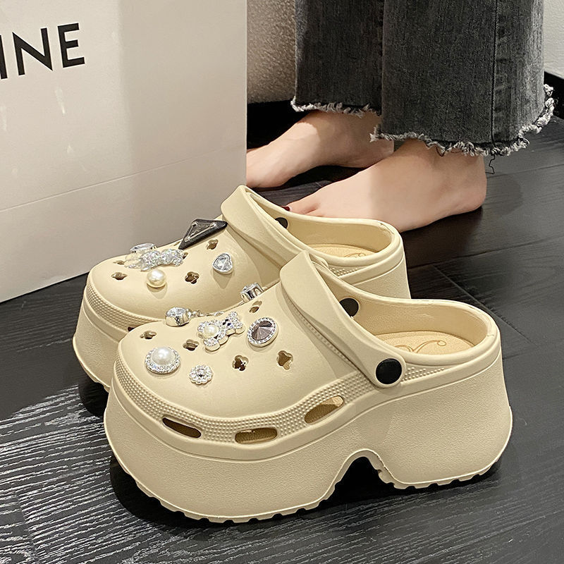 【キラキラ飾り×通気クロッグ×韓国系】超厚底サボサンダル