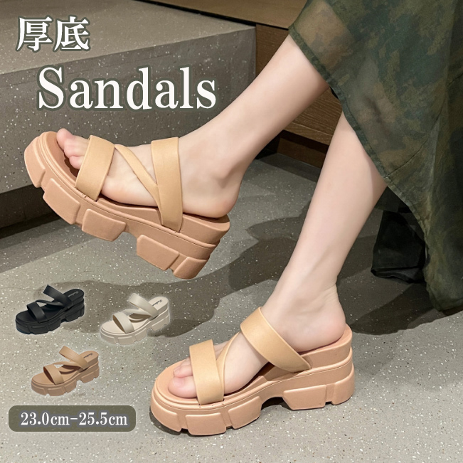 厚底サンダル レディース ストラップ きれいめ 歩きやすい 新作