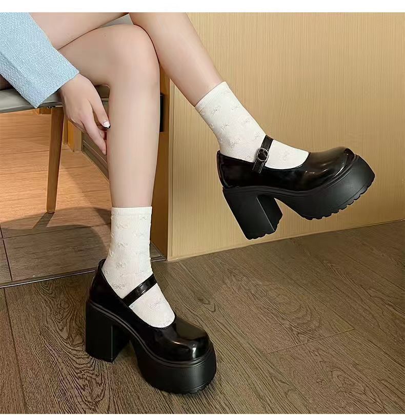 厚底 クラシカル厚底ストラップローファー