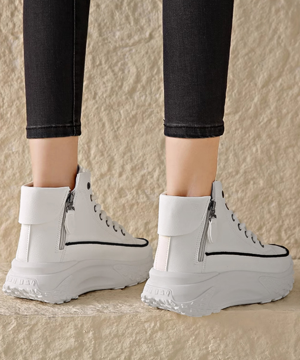 レディース ハイカット 厚底 紐付き スニーカー