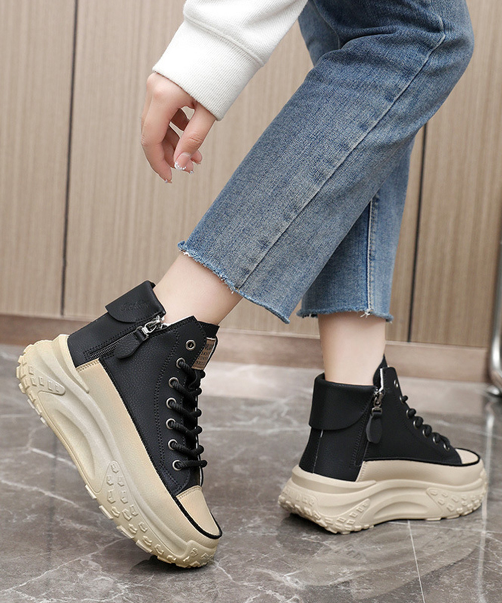 レディース ハイカット 厚底 紐付き スニーカー