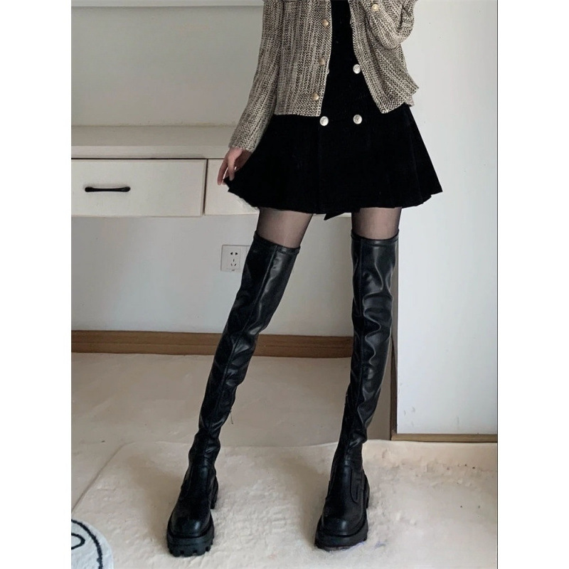 ストレッチ×ニーハイ厚底ブーツ｜美脚シルエット＆快適フィットの万能ロング