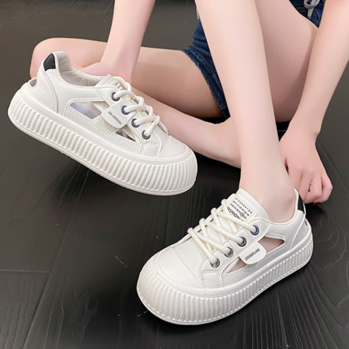 【通気メッシュ×軽量スタイルアップ×韓国系】4.5cm厚底サンダル