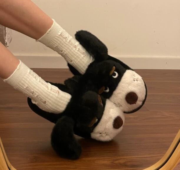 秋冬起毛あったか犬型ルームシューズ厚底室内履き