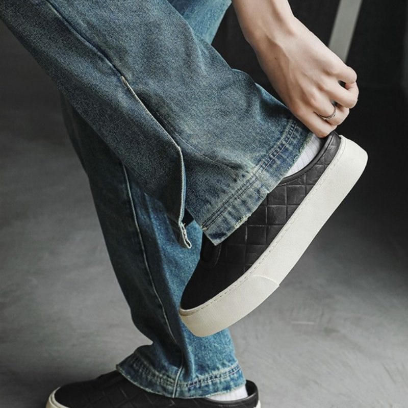 厚底スニーカー 合成革スリッポン 男性用靴