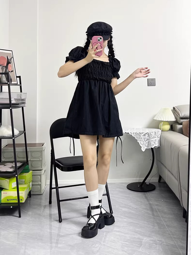 厚底 アンクルベルト付きクロスストラップ厚底パンプス