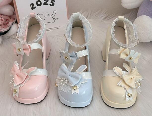 厚底パンプス 甘美装飾 姫系高跟靴 日系可愛い