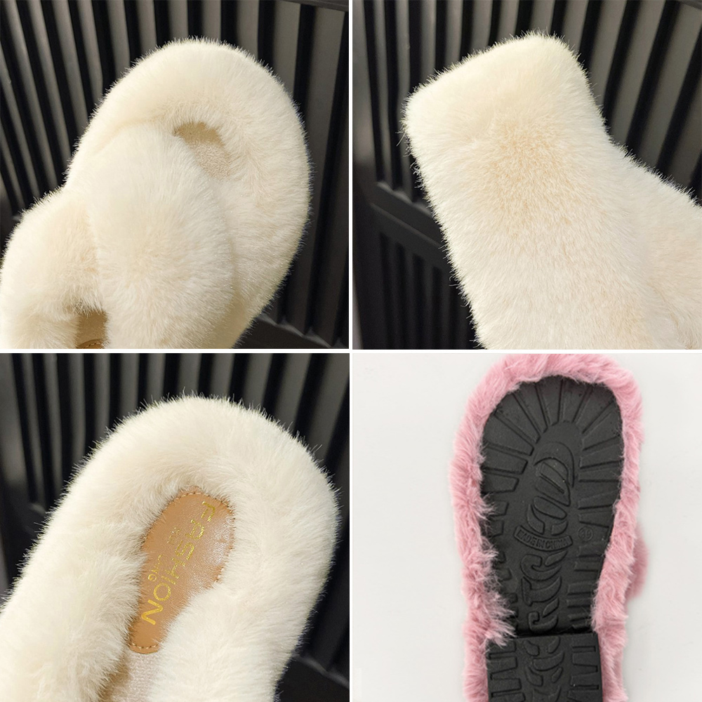 もこもこファー厚底ルームシューズサンダル
