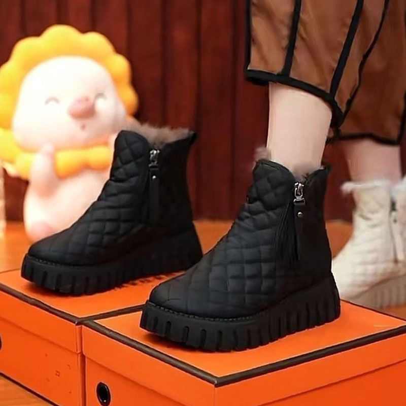 冬新作 裏起毛厚底ブーツ 美脚効果 婦人用短靴