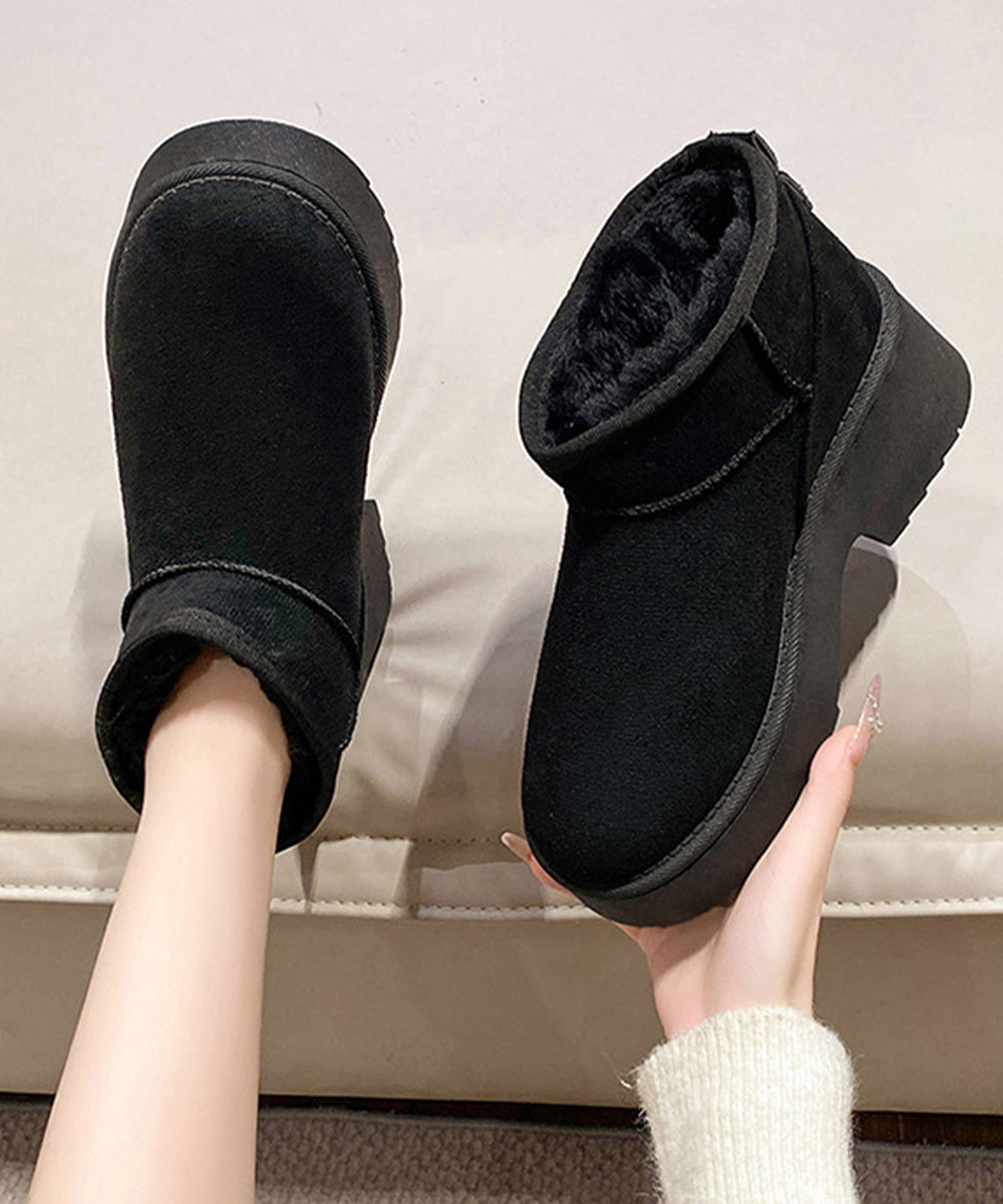 厚底もこもこムートンブーツ冬用保温ショート