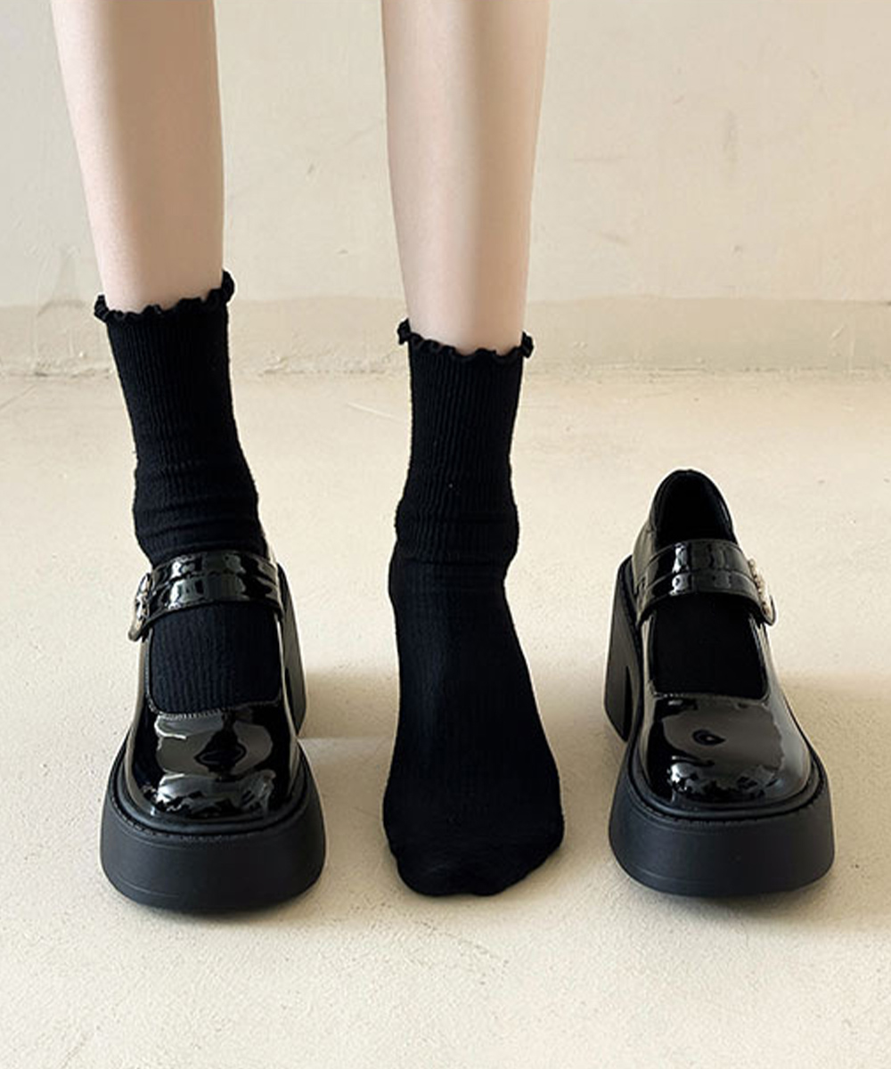 厚底ローファー 学院風 美脚効果 太ヒール レディース靴