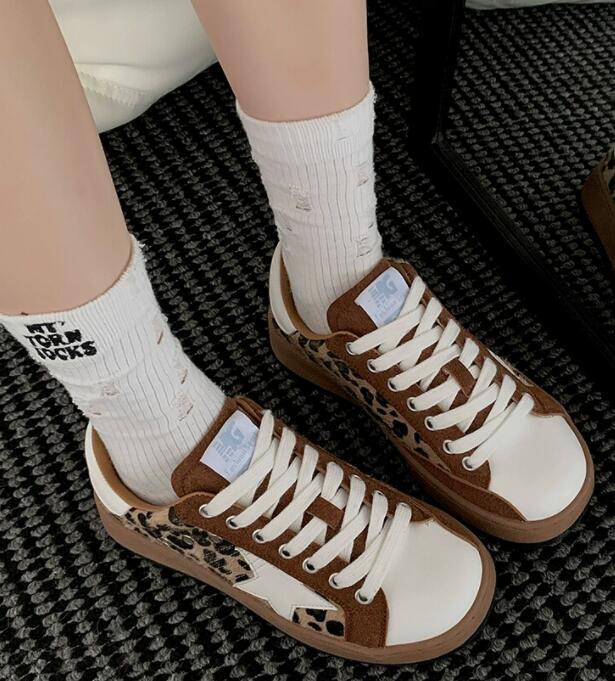 秋冬レオパード柄厚底パンプス履きやすい運動靴