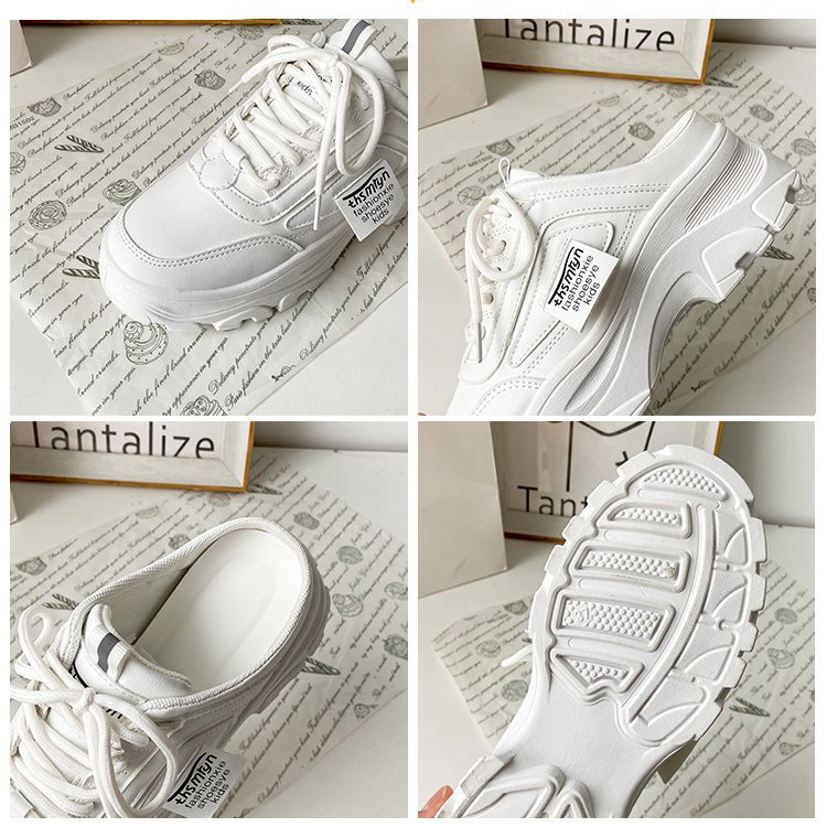 女性用厚底スニーカー紐靴滑り止め付楽ちんローカット