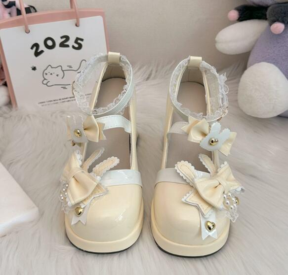 厚底パンプス 甘美装飾 姫系高跟靴 日系可愛い