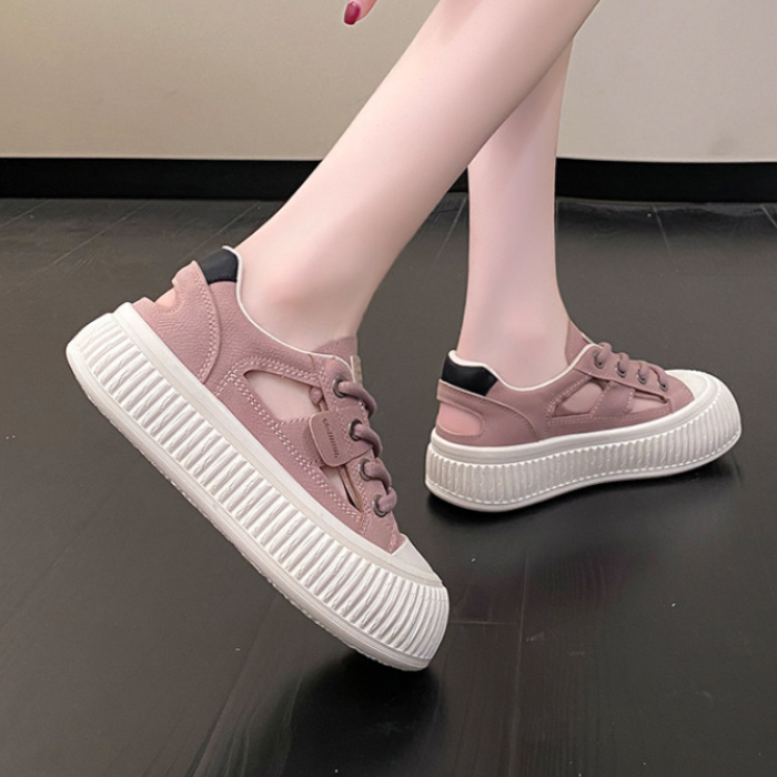 【通気メッシュ×軽量スタイルアップ×韓国系】4.5cm厚底サンダル