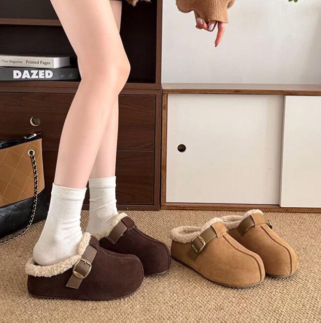 【あったか快適】裏起毛厚底サンダル（3cm・秋冬つっかけ・お出かけ用）