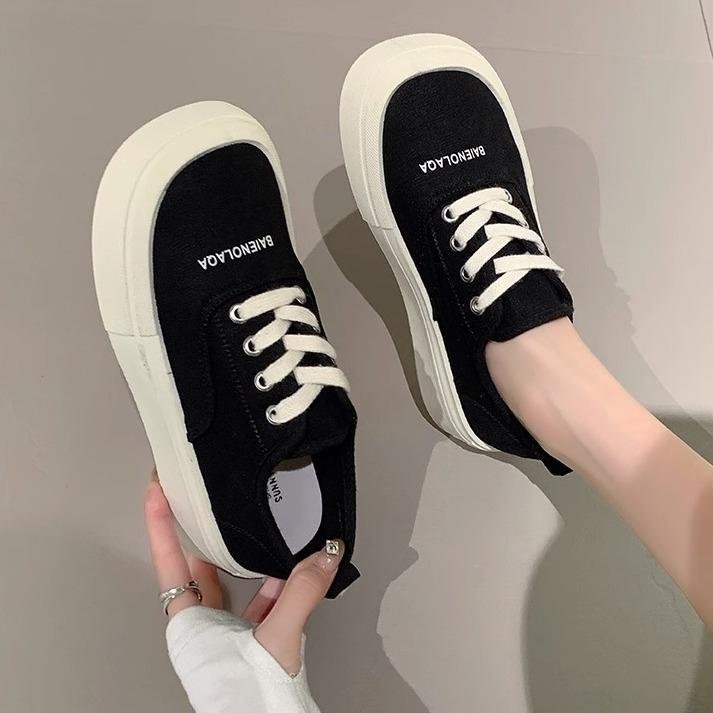 【白黒ツートン×美脚スタイルアップ×韓国系】4.5cm厚底スニーカー