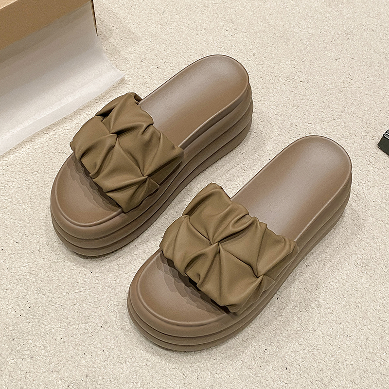 厚底商品 ギャザーリボン厚底サンダル