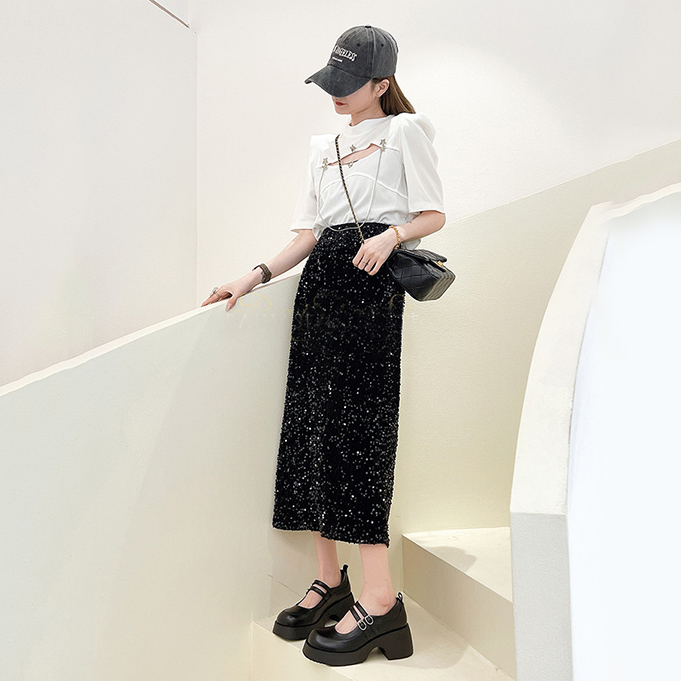 厚底パンプス ストラップ付き 6センチヒール 美脚効果 黒白