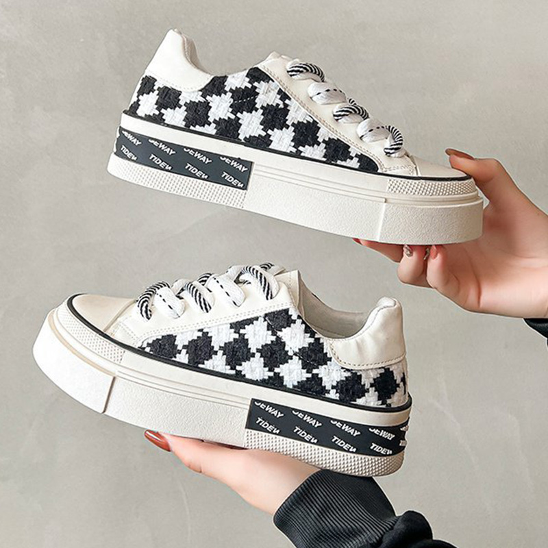 【ギンガムチェック×美脚スタイルアップ×韓国系】6.0cm厚底スニーカー