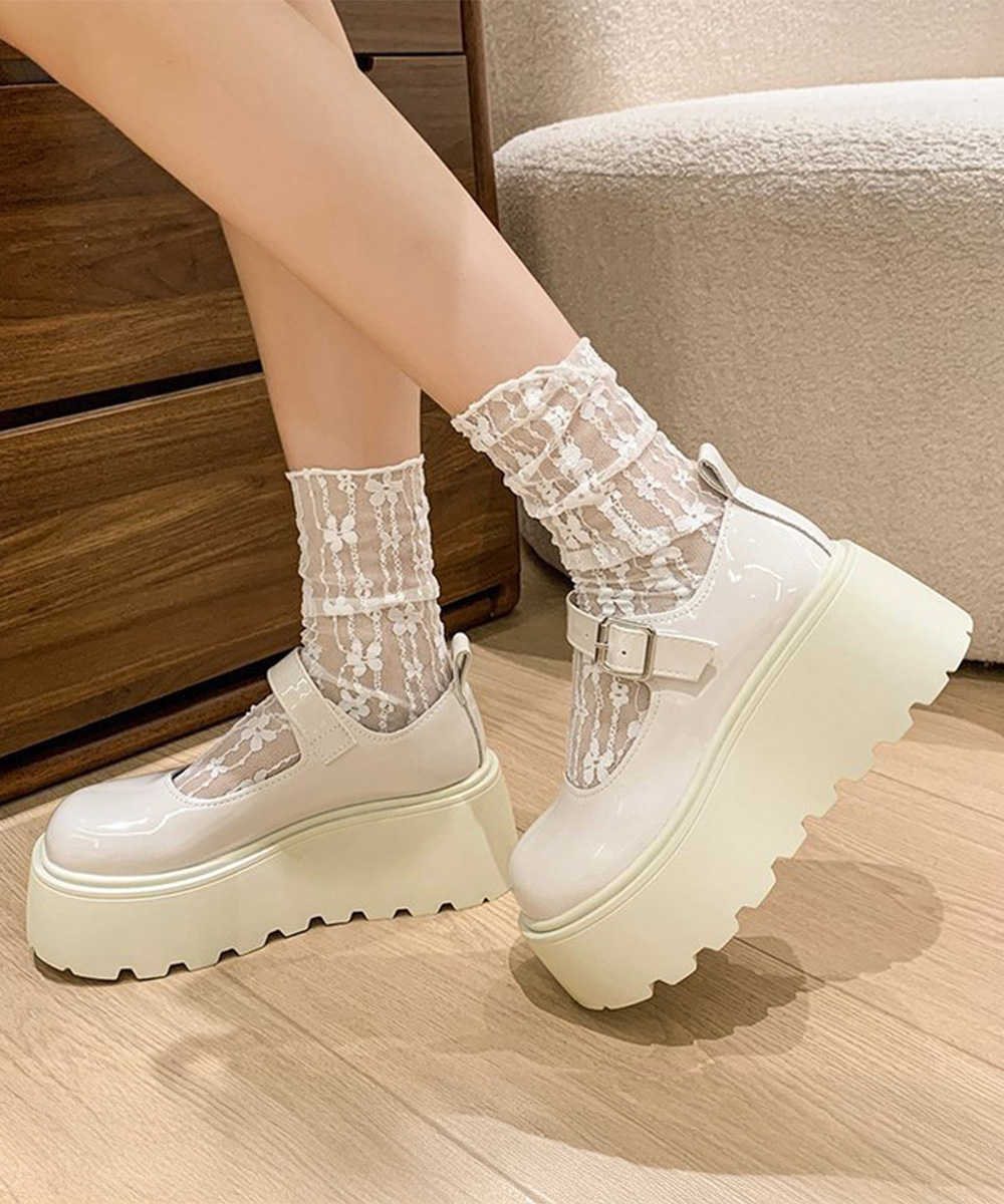 厚底ローファー レディース 韓国風 美脚 丸み靴