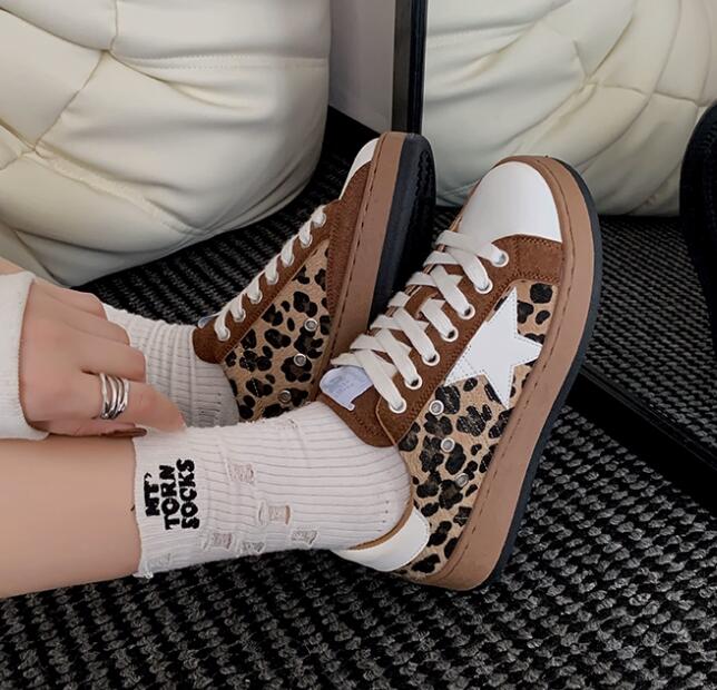 秋冬レオパード柄厚底パンプス履きやすい運動靴