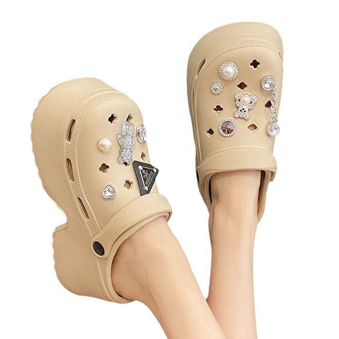 【キラキラ飾り×通気クロッグ×韓国系】超厚底サボサンダル