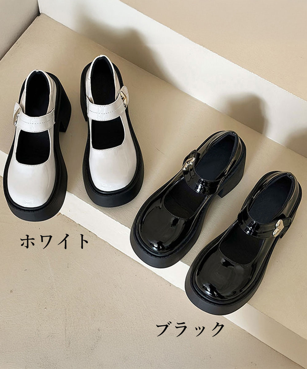 厚底ローファー 学院風 美脚効果 太ヒール レディース靴