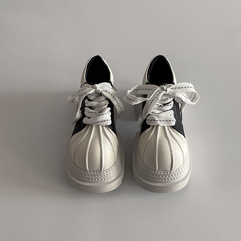 厚底スニーカー 紐靴 女性用 ローカット シューズ