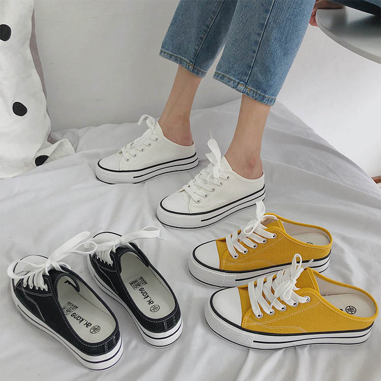 美脚厚底キャンバススニーカー22.5-25.0履きやすい3色